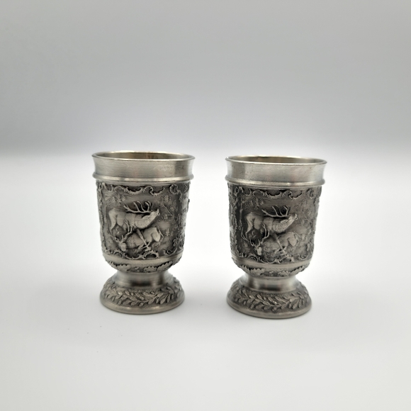2 Sks Zinn Pewter shot glasses - Vintage - Picture 7 of 13
